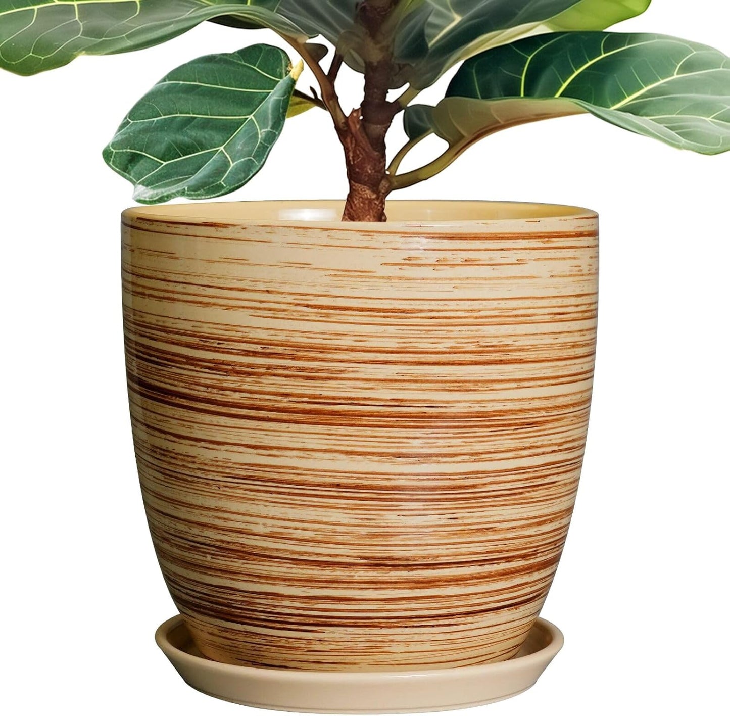 12 Inch Ceramic Planter Pot with Drainage Hole for Indoor Plants