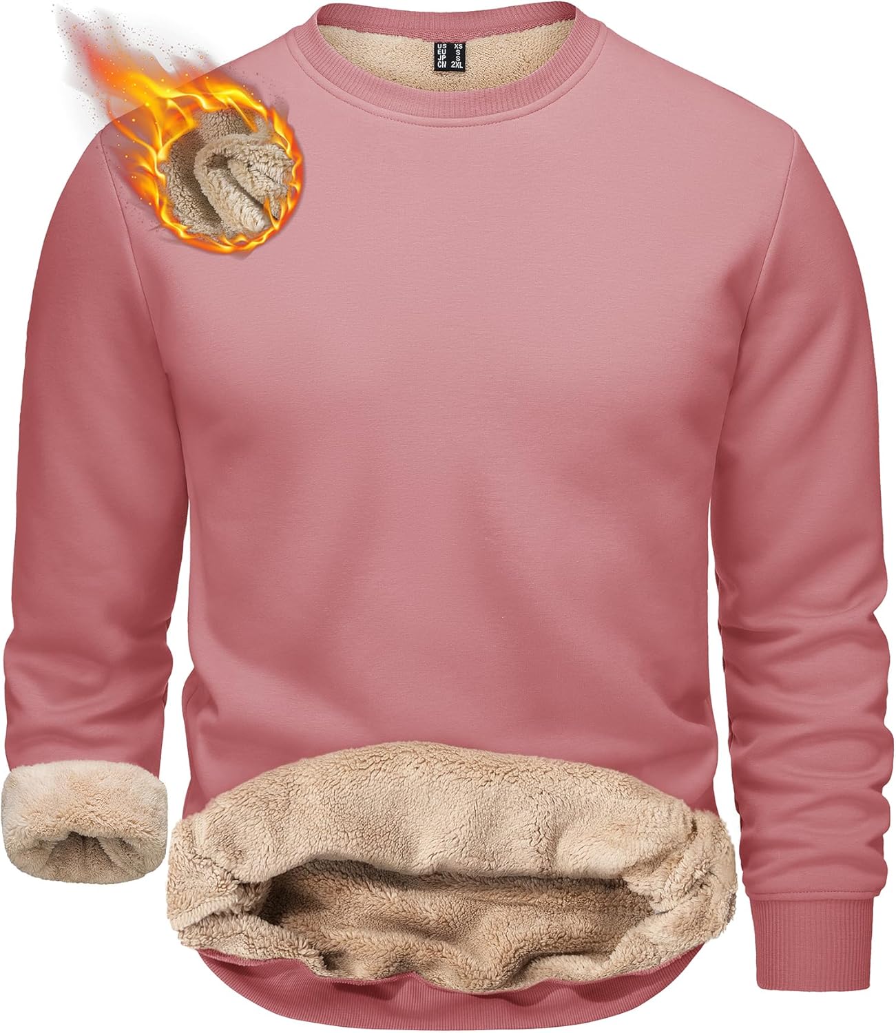 TACVASEN Men's Crewneck Sweatshirt Warm Sherpa Lined Fleece