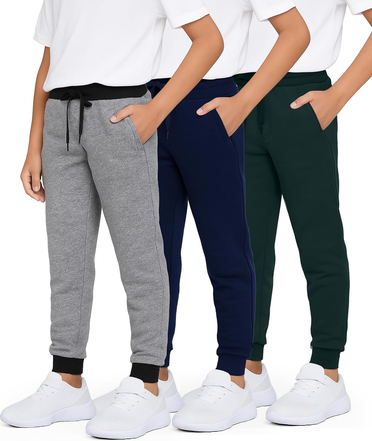 Boys' Cotton Fleece Jogger Sweatpants - 3 Pack Active Pants