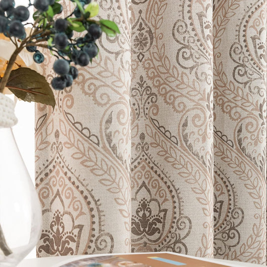 jinchan Linen Textured Curtains for Living Room Darkening 96 in