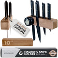 Magnetic Knife Holder 10 in Wood Double Row - Space-Saving Wall Rack