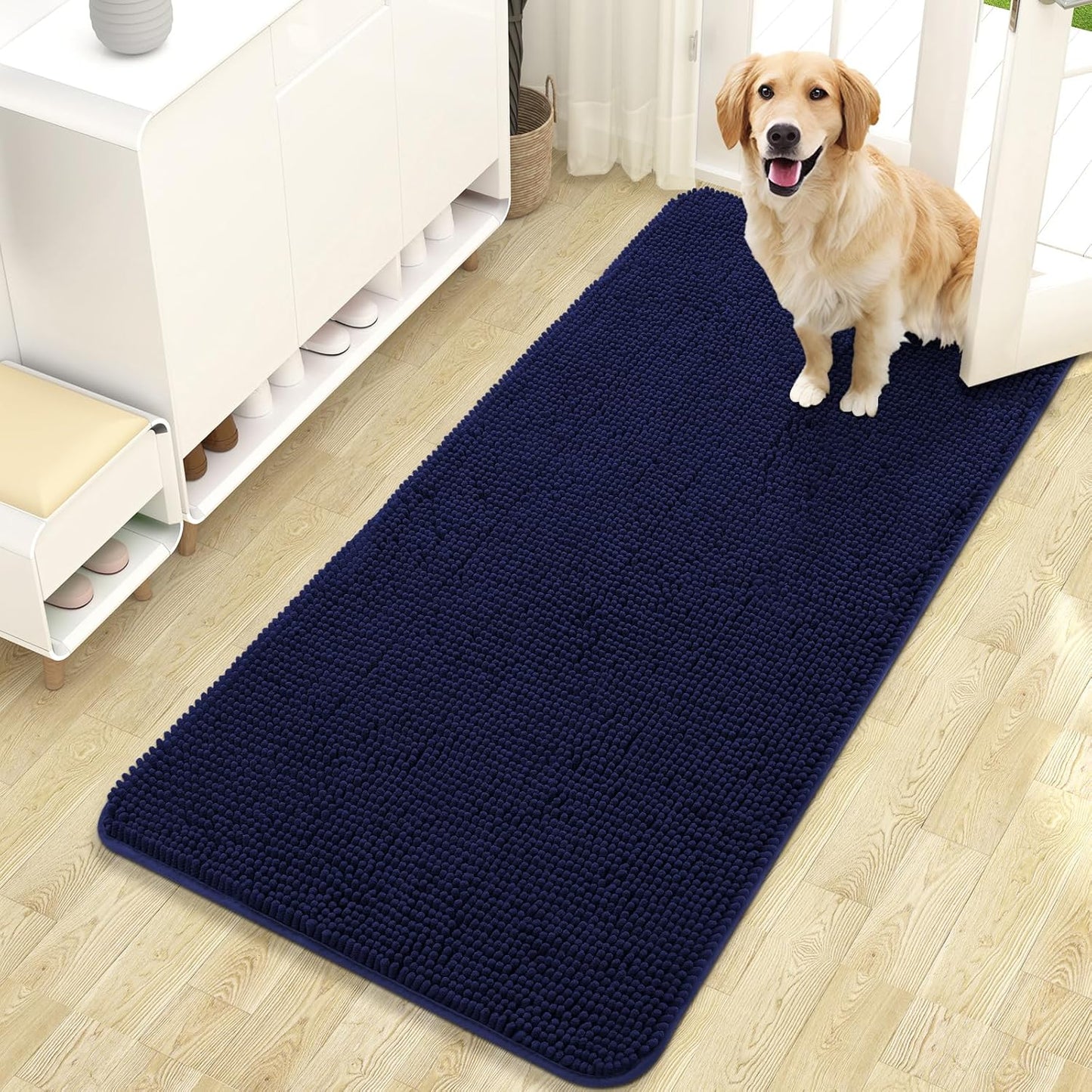 OLANLY Dog Door Mat for Muddy Paws - Absorbent Chenille Mat