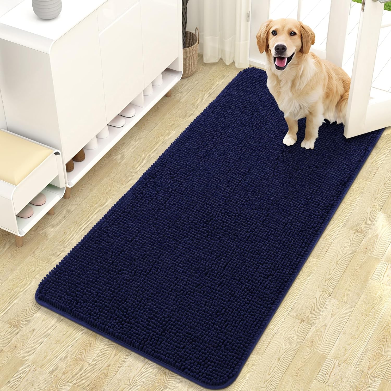 OLANLY Dog Door Mat for Muddy Paws - Absorbent Chenille Mat
