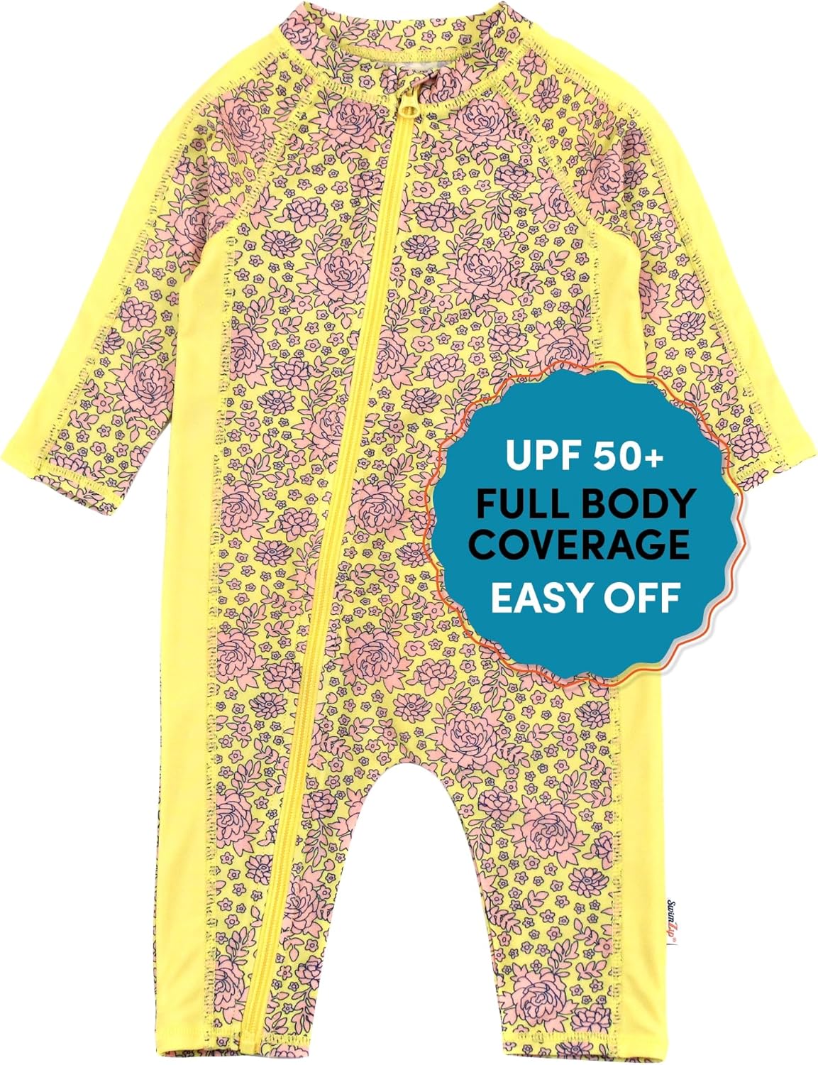 SwimZip Girls' Long-Sleeve UPF 50+ Swimsuit for Sun Safety