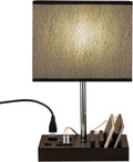 Briever USB Table Lamp with Charging Station - Space-Saving Bedside