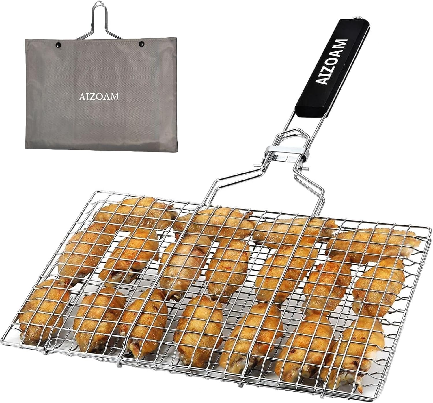 AIZOAM Shallow Fish Grill Basket - Easy Grilling