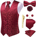 Silk Mens Vest Set for Men with Tie, Bowtie and Gold Clip - 8PC