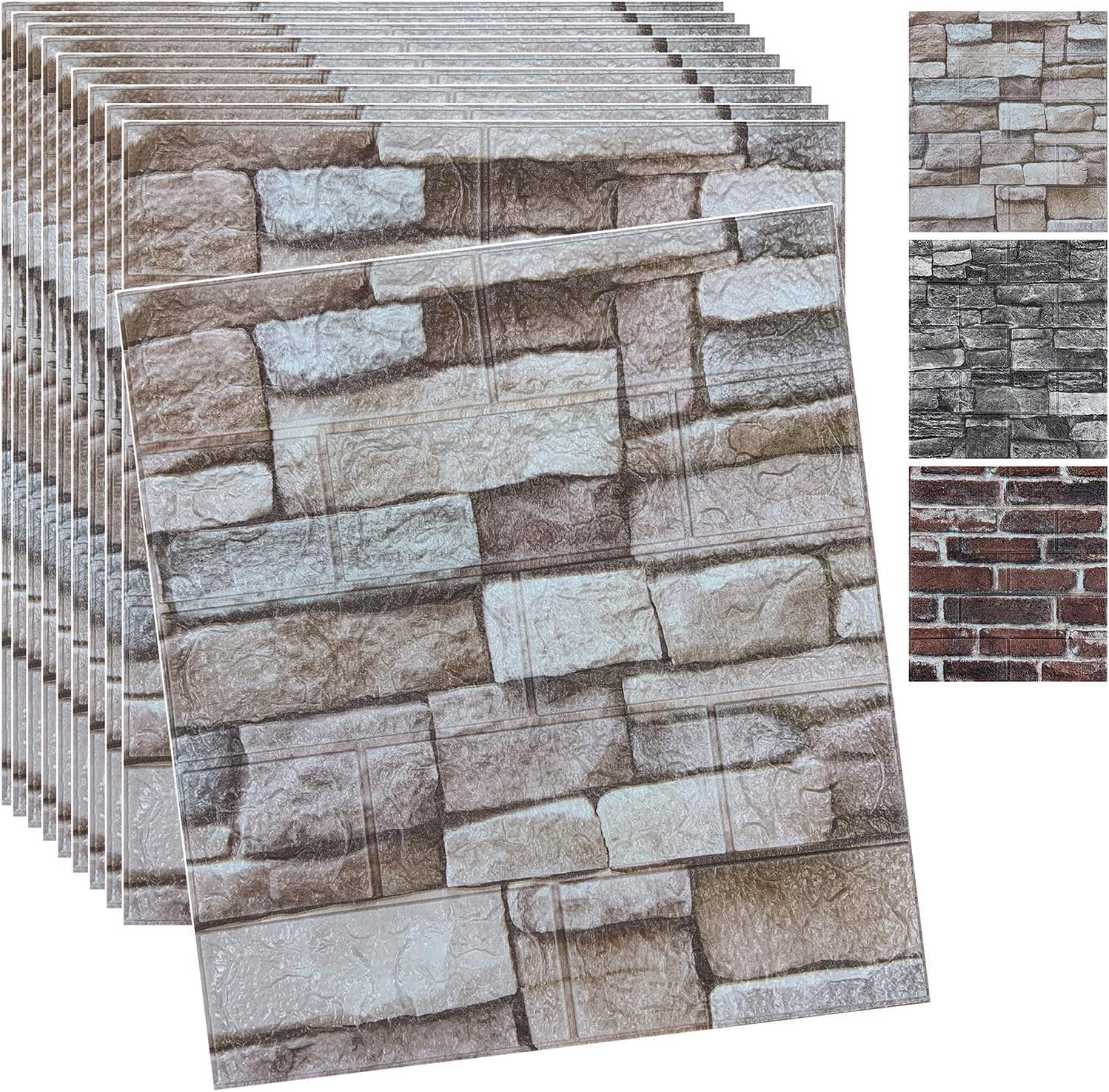 20PCS 3D Wall Panels Peel and Stick Faux Stone Wallpaper