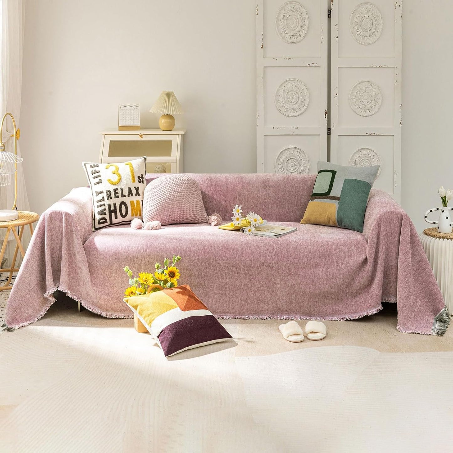VClife Chenille Couch Cover for 3 Cushion Sofa, 71in x 150in