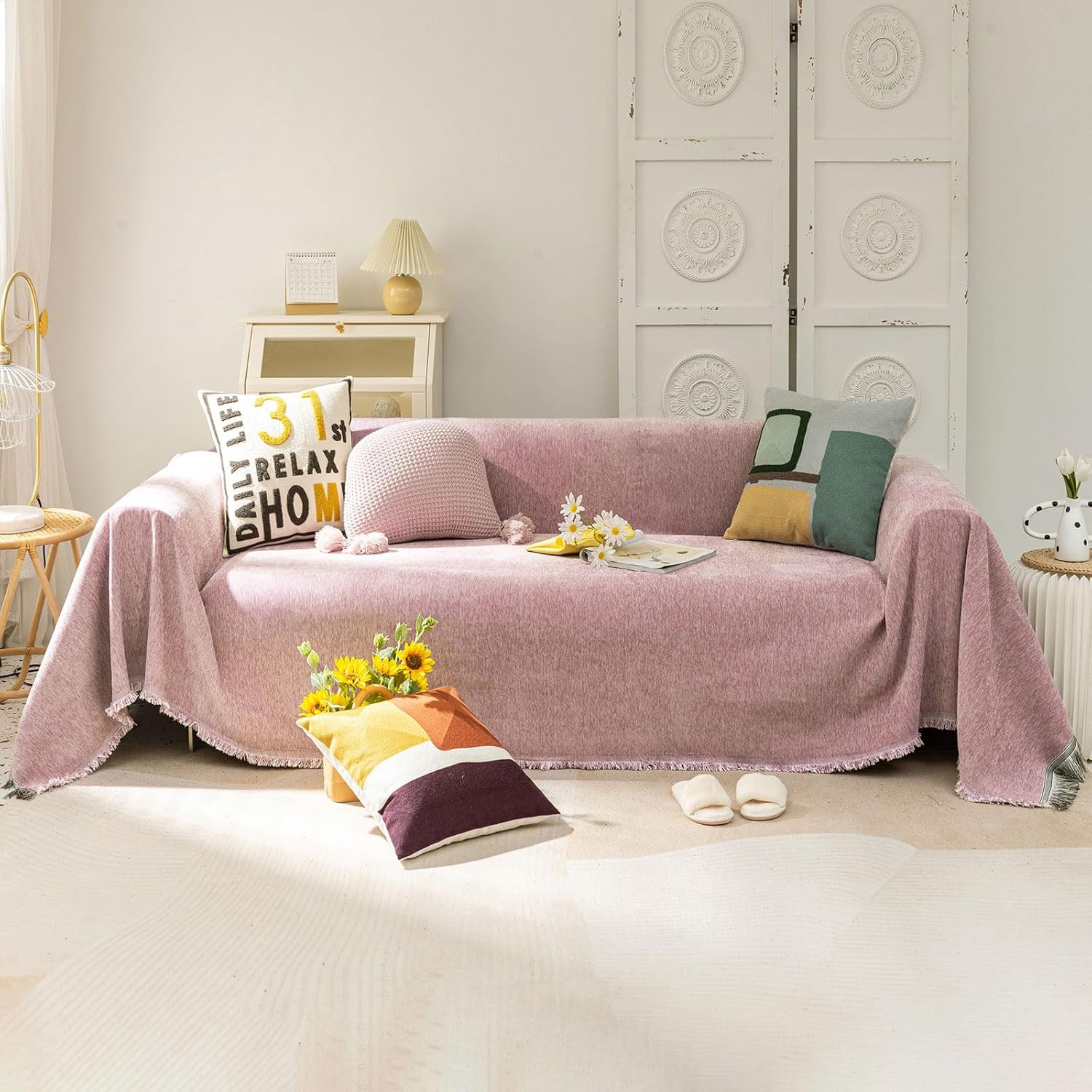 VClife Chenille Couch Cover for 3 Cushion Sofa, 71in x 150in