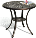 30 Inches Round Patio Dining Table with Umbrella Hole - Hammered