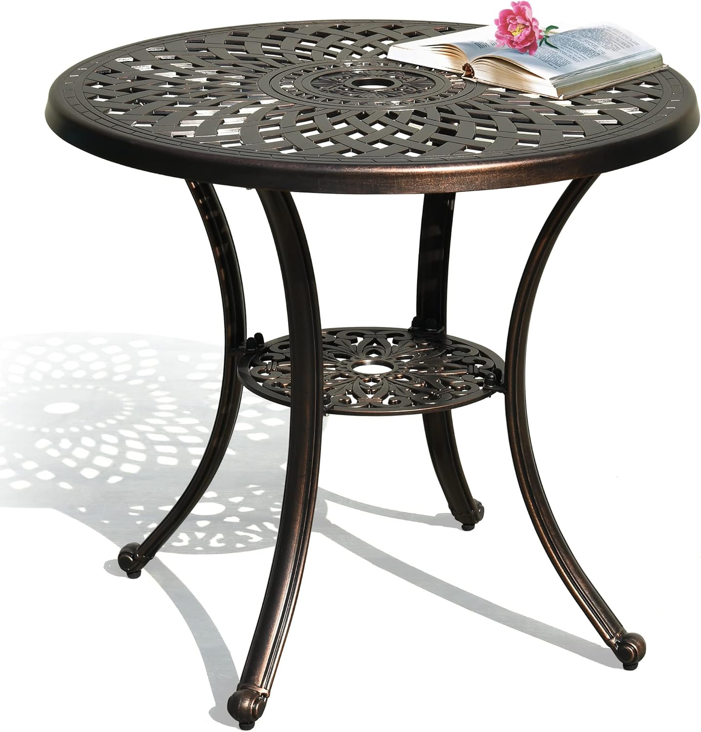 DWVO 30 Inches Round Patio Dining Table with Umbrella Hole
