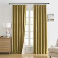 DUALIFE Mustard Yellow Pinch Pleated Blackout Curtains 96 in
