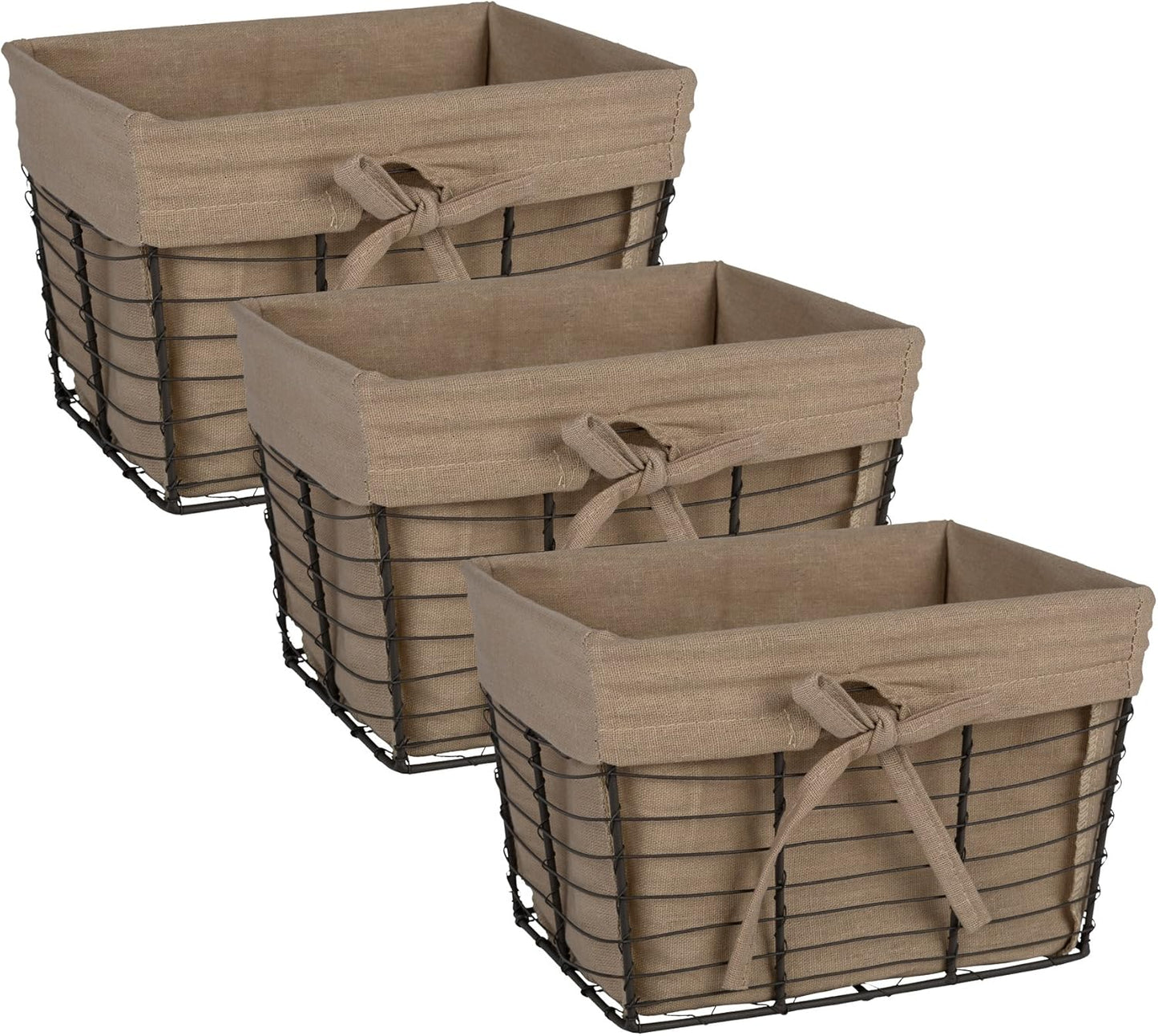 DII Farmhouse Chicken Wire Storage Baskets with Liner Set
