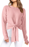 Okiwam Women's Cropped Tie Front Sweater - Cozy Fall Staple Shoes