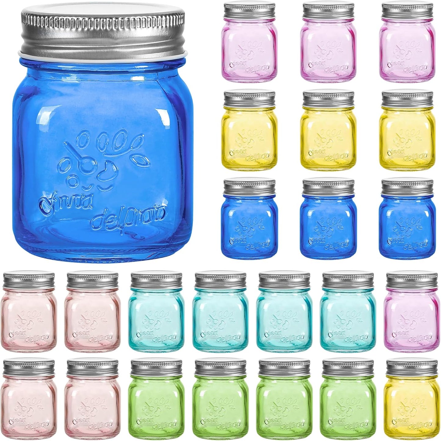 Mini Colored Mason Jars 5 oz with Metal Lids for Versatile Use