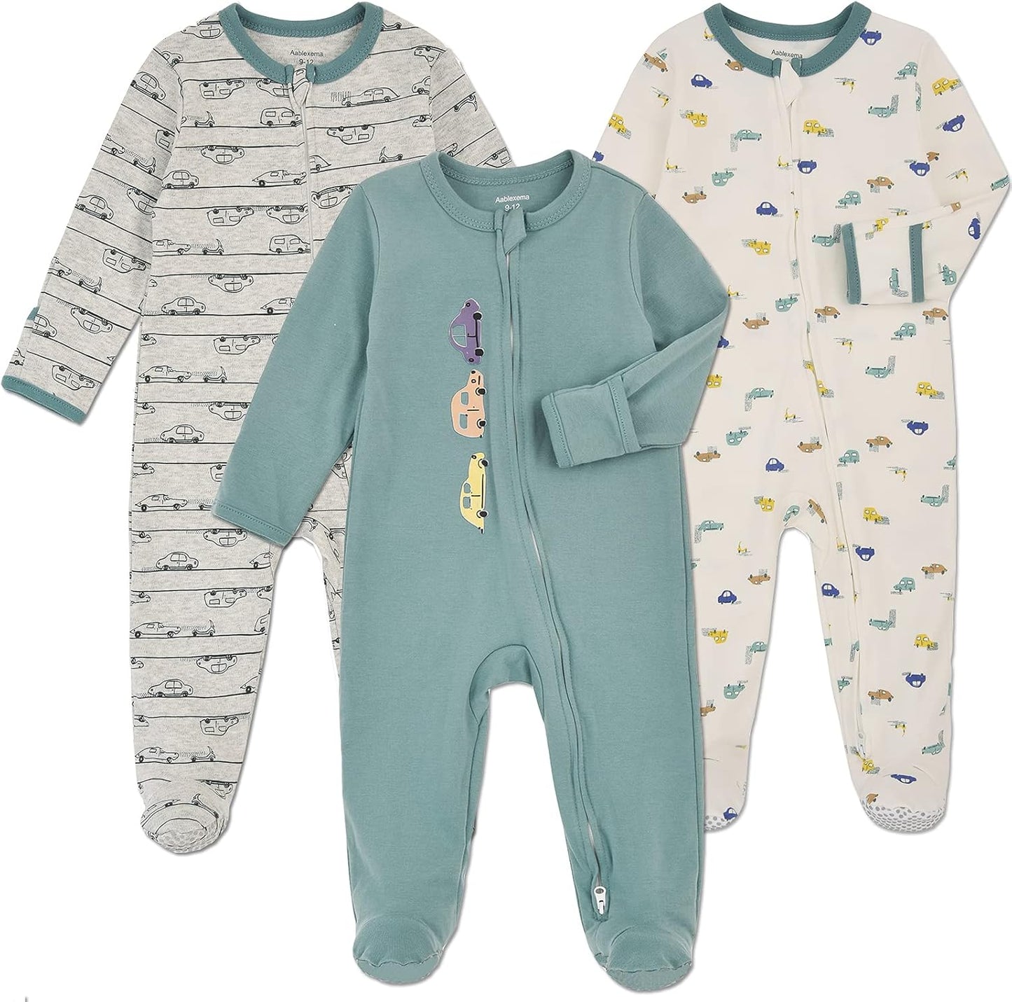 Aablexema Baby Footie Pajama with Mitten Cuffs for Comfort