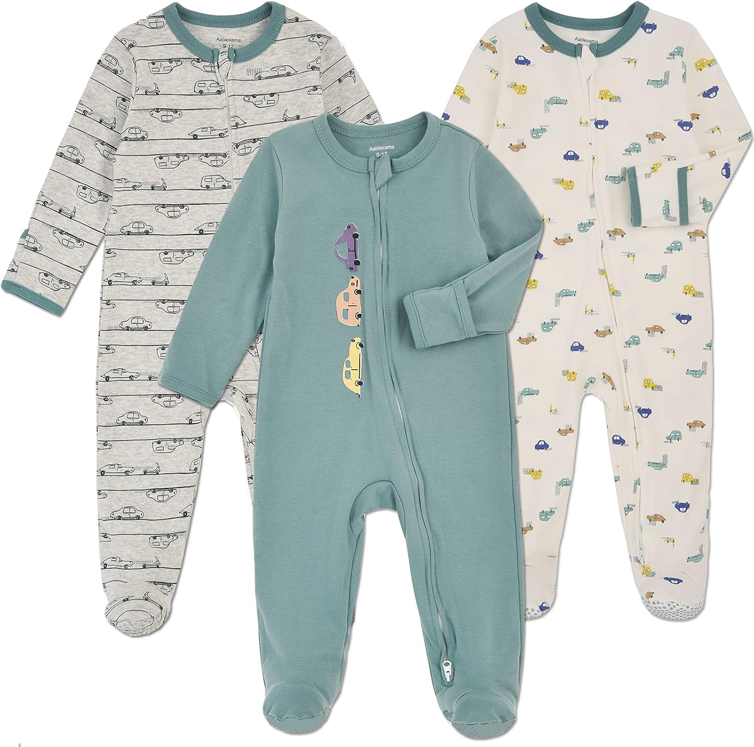 Aablexema Baby Footie Pajama with Mitten Cuffs for Comfort