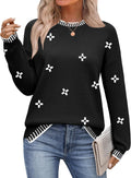 Womens Crewneck Pullover Sweater Long Sleeve - Side Slit Knit