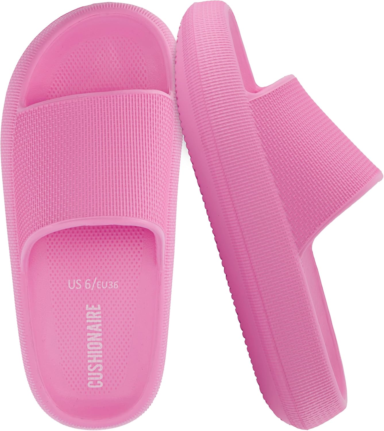CUSHIONAIRE Feather EVA Slides for Women - Comfortable Slip On