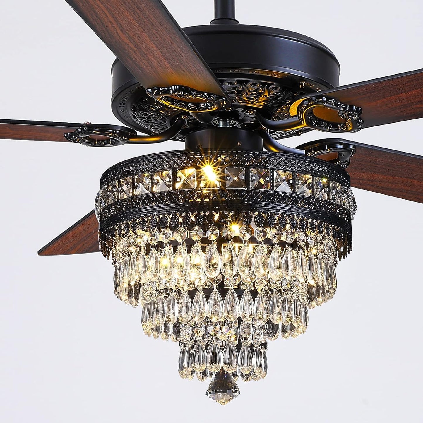 Crystal Ceiling Fan Fandelier with Lights for Modern Spaces