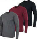 Men's Cotton Performance Long Sleeve Crew Pocket T-Shirt - 3 Pack