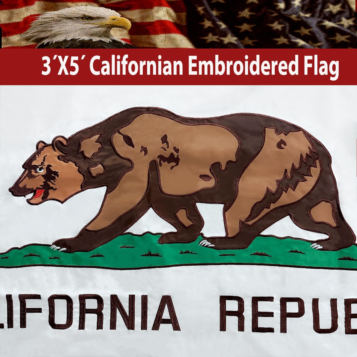 California Republic State Flag 3x5 Heavy Duty Double Sided