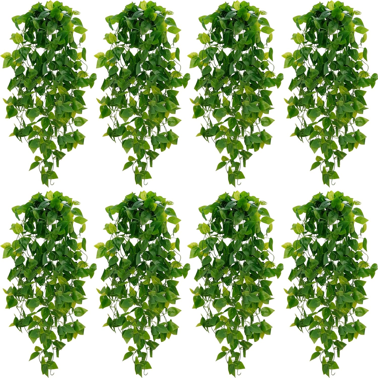 BLEUM CADE Fake Hanging Plants - 8pcs Lifelike Pothos Vines