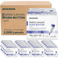 McKesson Lancets for Diabetes Testing 2000 Count - Safe Push-Button