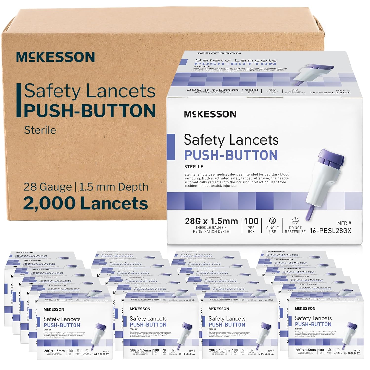 McKesson Lancets for Diabetes Testing - 2000 Count, 28G, Sterile