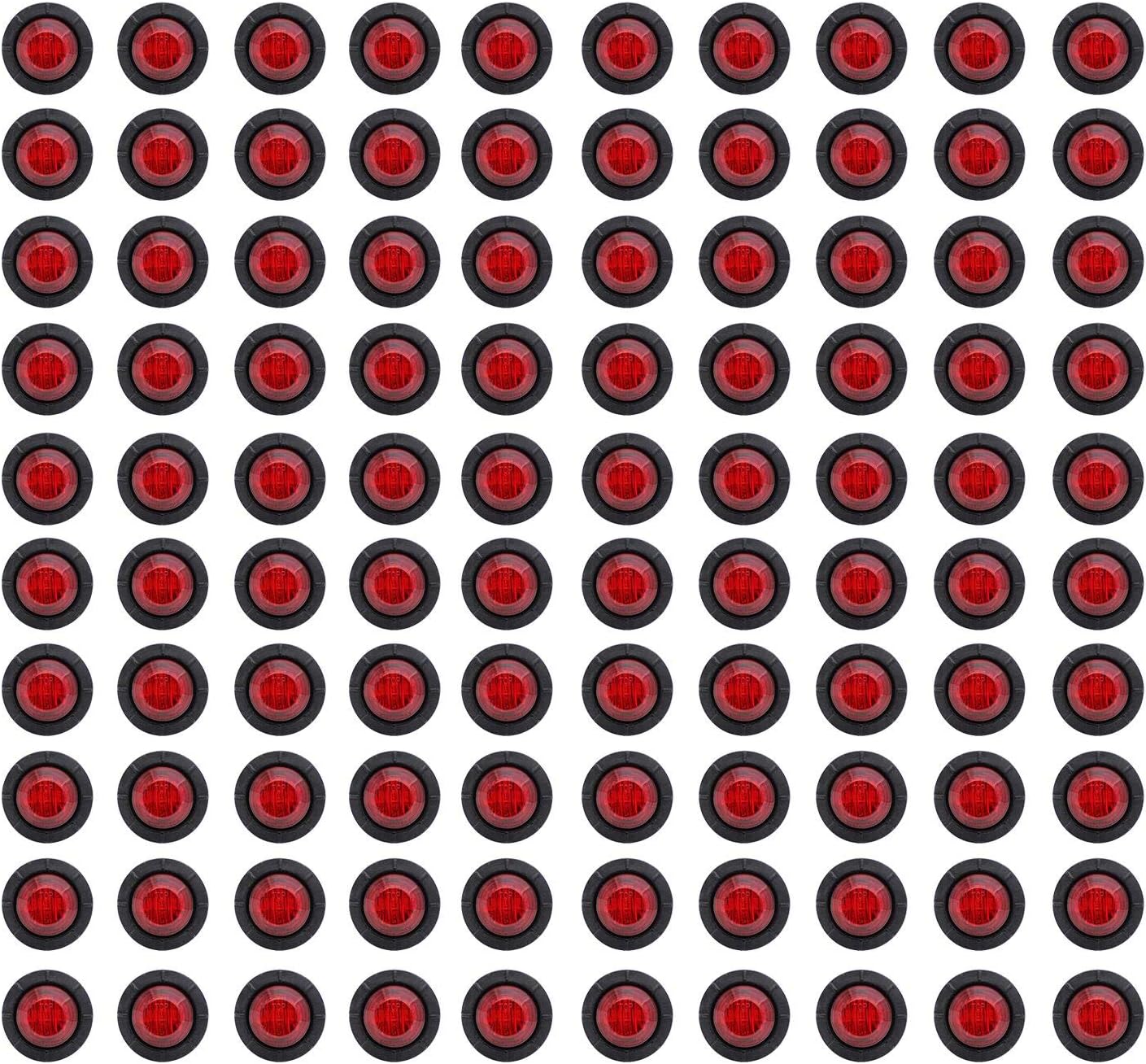 TMH Pack of 100 Red LED Clearance Bullet Marker Lights for Vehicles