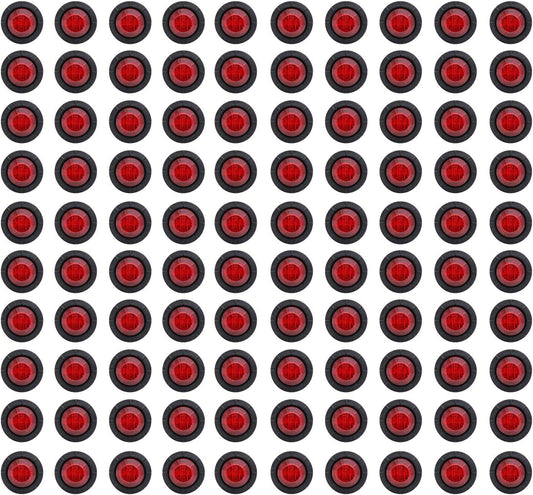 TMH Pack of 100 Red LED Clearance Bullet Marker Lights for Vehicles