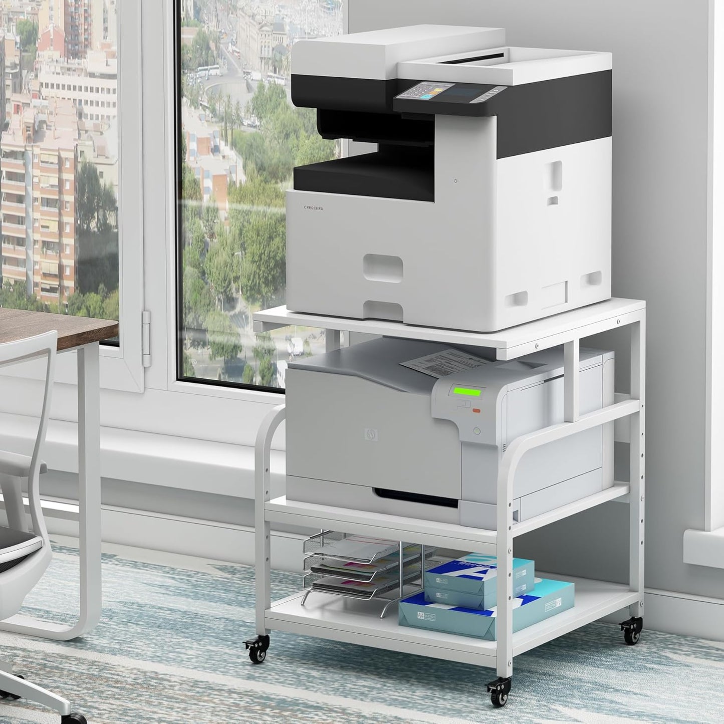 Extra Large Printer Stand with Adjustable Storage for Home Office