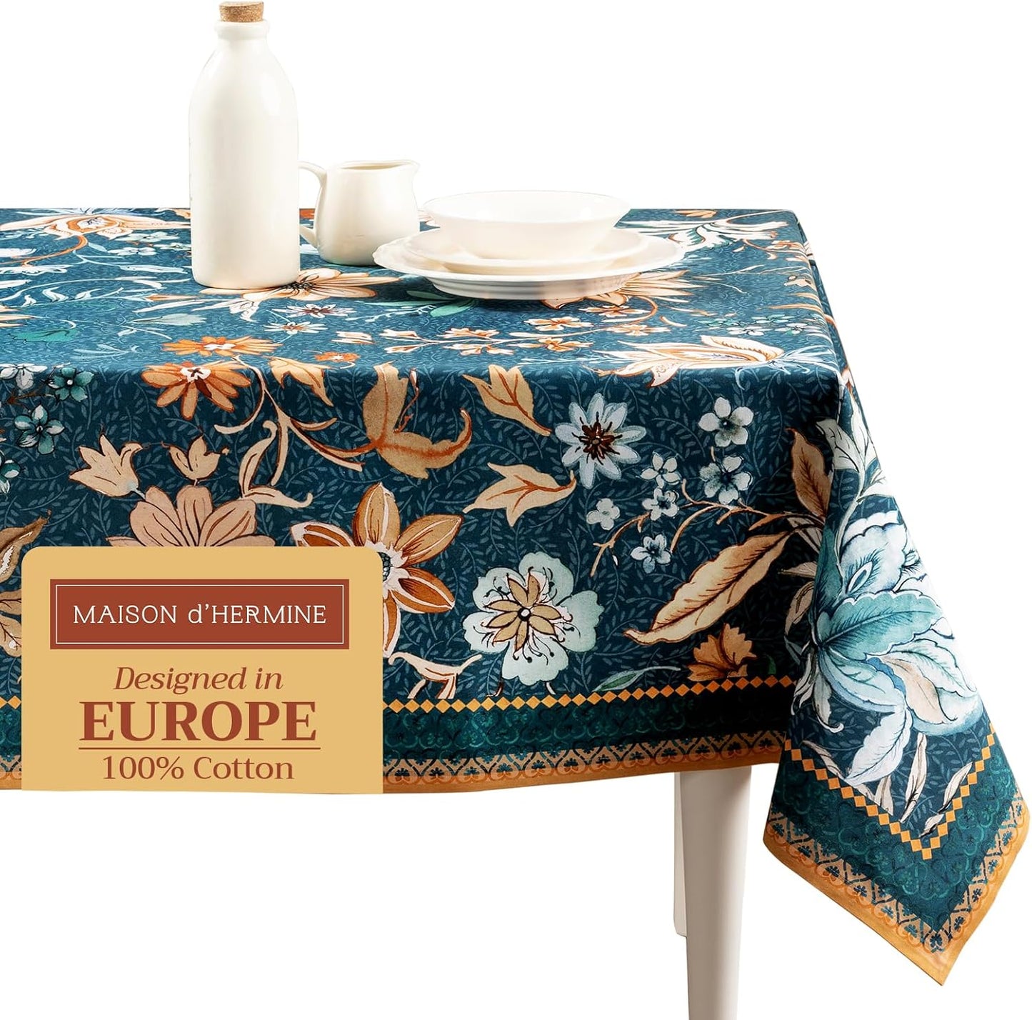 Elegant 100% Cotton Table Cloth for Dining Room & Parties