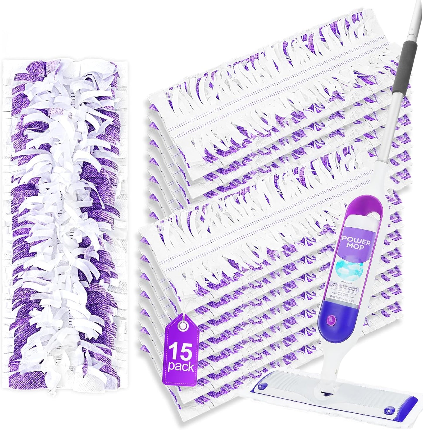Powerful 15-Count Swiffer PowerMop Refills by YagoDago - Effortless Wood Floor Cleaning