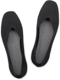 Womens Square Toe Knitted Flats - Comfortable Slip-On Work Shoes