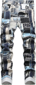 Baylvn Men's Designer Straight Slim Fit Patchwork Jeans - Stylish make