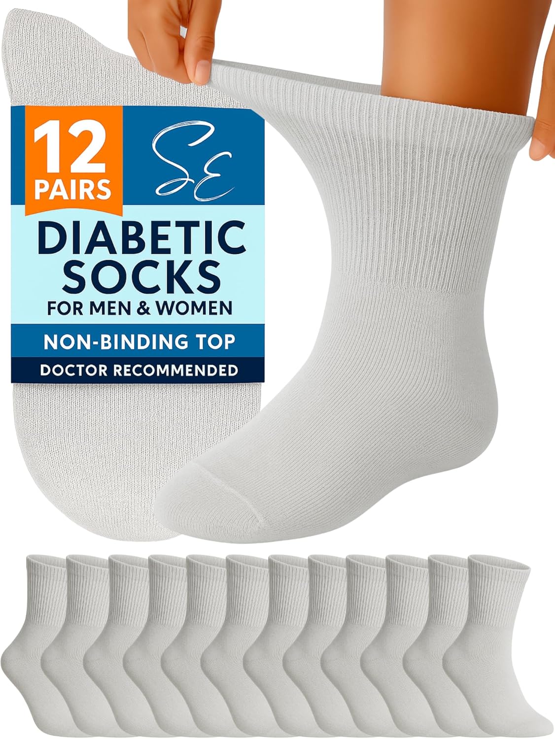 Special Essentials Diabetic Socks for Men & Women - 12 Pairs