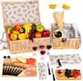Dual Wicker Picnic Basket Set with Blanket and Bamboo Boards - Stylish