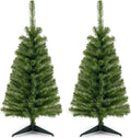 HAPPYGRILL 3 FT Unlit Green Christmas Tree Set of 2 - Compact Tabletop