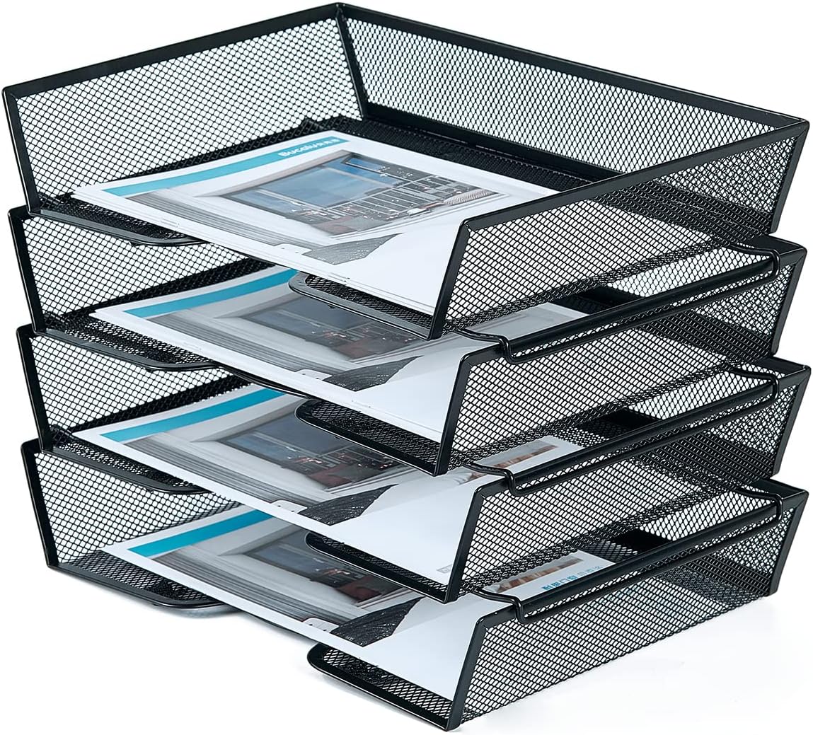Space-Saving Stackable Desk Organizer in Black