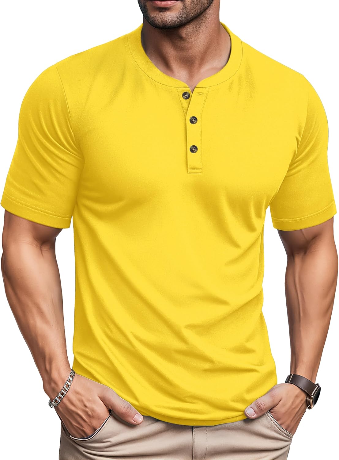 MAGCOMSEN Men's Henley Short Sleeve Shirt for Casual Summer Wear