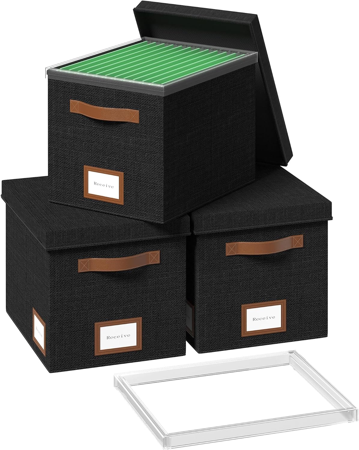 File Box for Hanging, Durable Organizer with Lid and Slide Rail