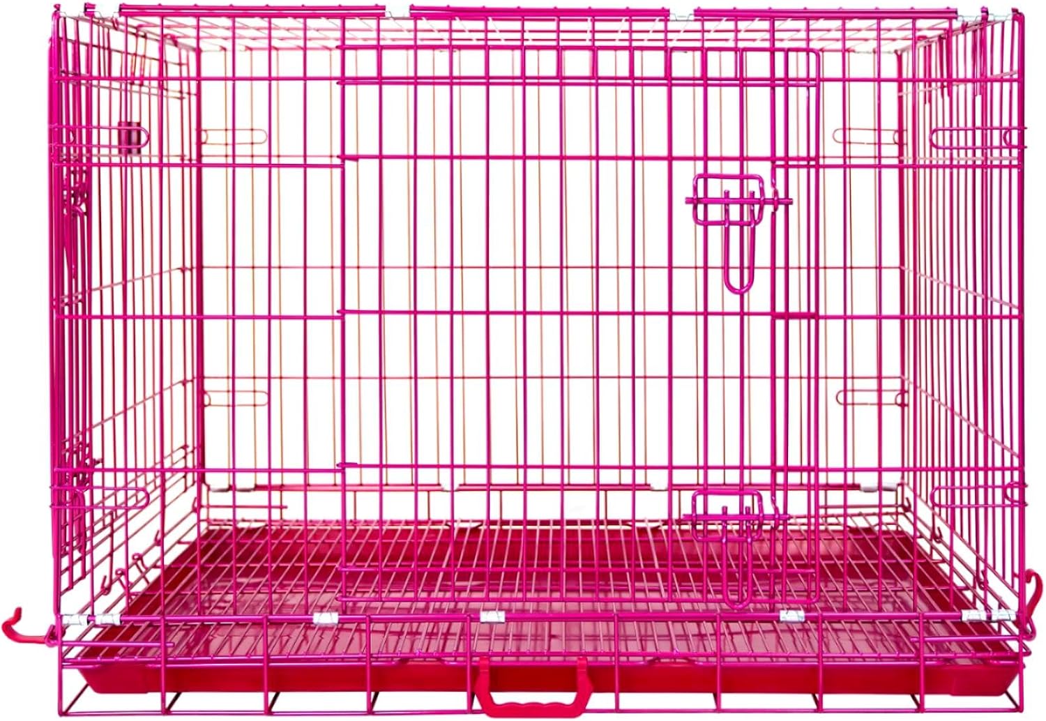 36 Inch Pink Dog Crate for Medium Dogs with Dual Doors