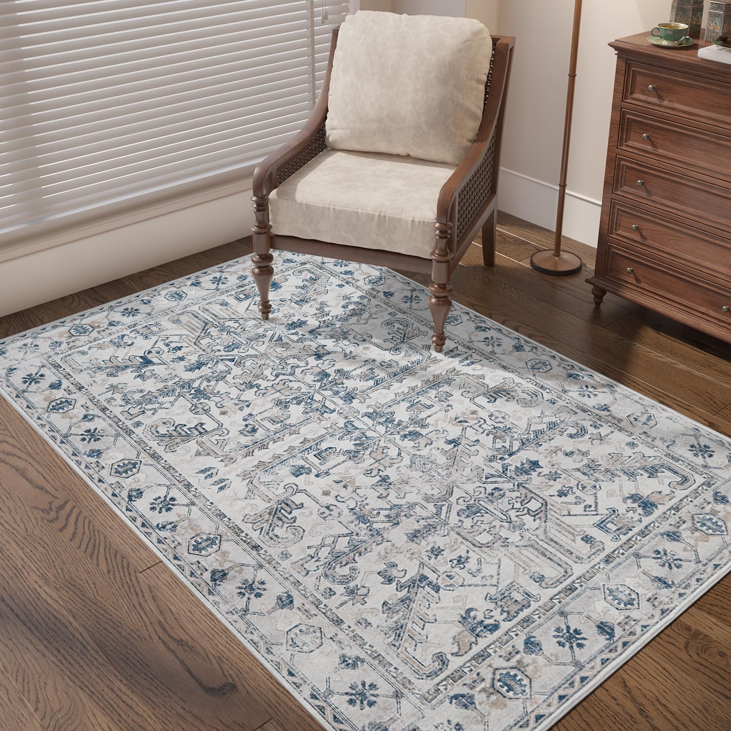 Lima Vintage Area Rug 3x5 - Machine Washable Stain Resistant