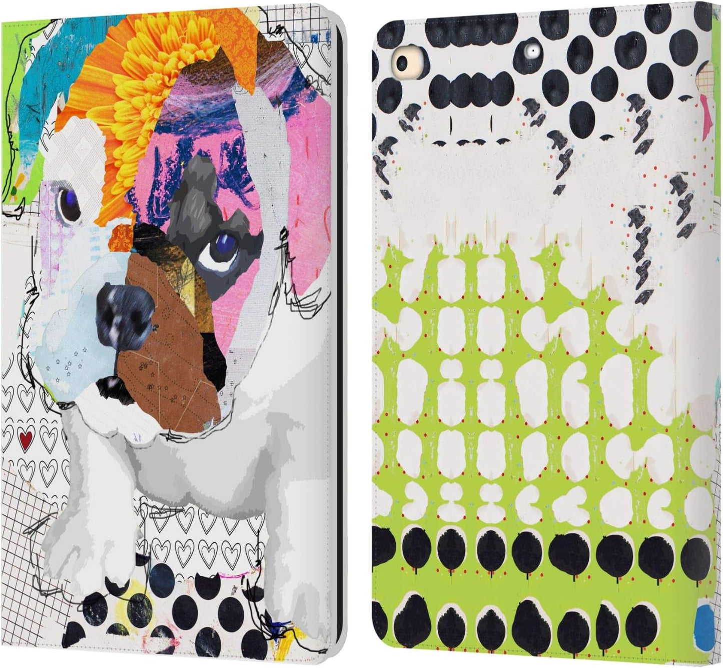 Michel Keck Bulldog Puppy Leather Wallet Case for iPad 9.7