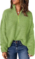 EVALESS Waffle Knit Quarter Zip Sweater for Women - Cozy Everyday