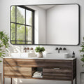 30 x 50 in Bathroom Mirror Matte Black Metal Frame - Clean Modern Look