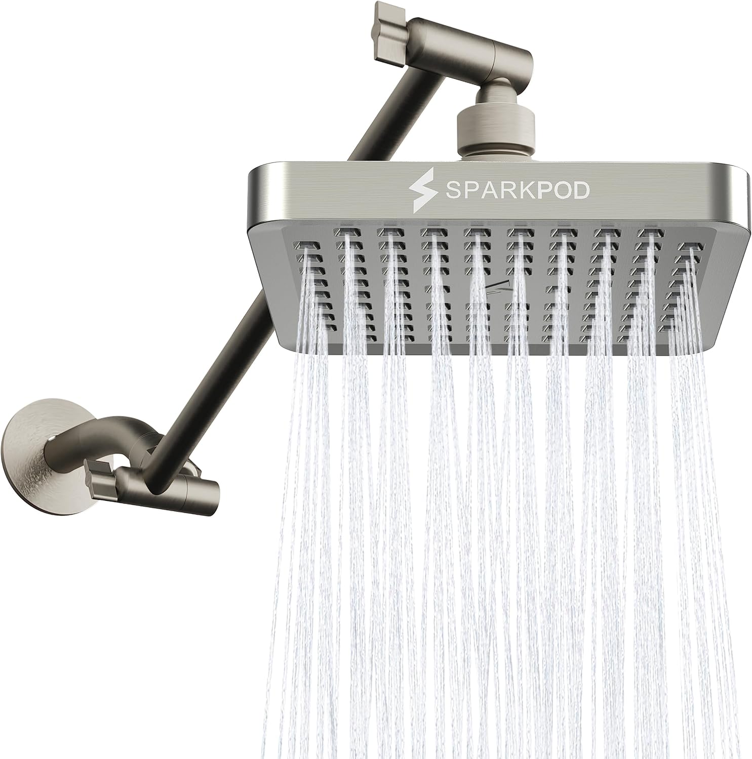 SparkPod Square Rain Shower Head with Adjustable Extension Arm