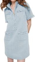PEHMEA Women's Tweed Dress Mini - Smart Short Sleeve Work & Party